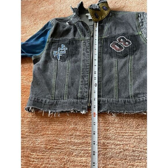 CLIO PETITES painted Women’s Denim Zippers Jacket Size 8 - Picture 4 of 8